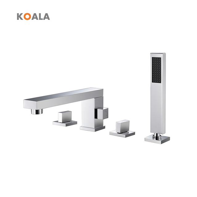 Premium Chrome Plated Solid Brass 4 Hole Bathtub Faucet