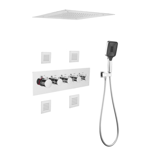 Contemporary Style Brass Conceal Shower Set Rain Mixer Head Wall Mount Bathroom Shower Set