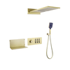 High Quality 3 Functions Big Sprayer Black Shelf Shower Brass Body Rain Waterfall Bathroom Shower Set