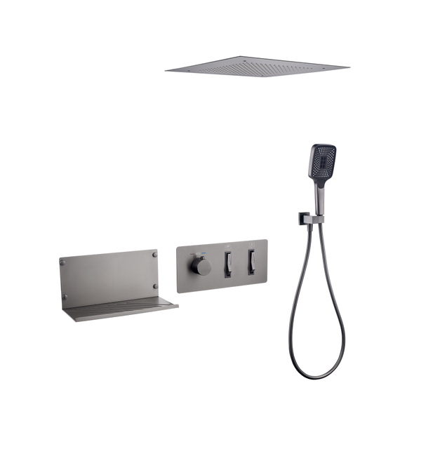 Luxury Concealed Gun Gray Brass Shower Faucet System