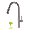 Modern Single Hole Handle Gray Hot and Cold Mixer Kitchen Sink Faucet with Pull Down Sprayer