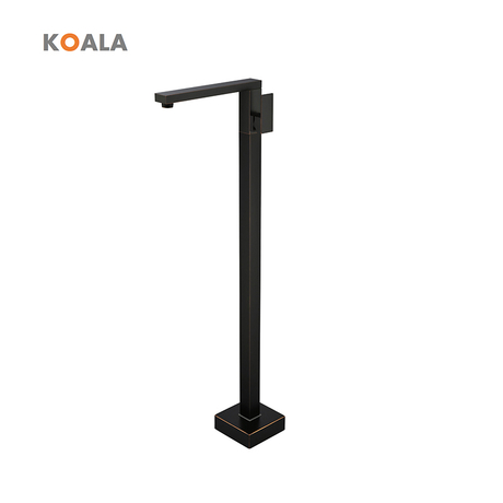 Elegant Square Brass Chrome Black Freestanding Bathtub Faucet 