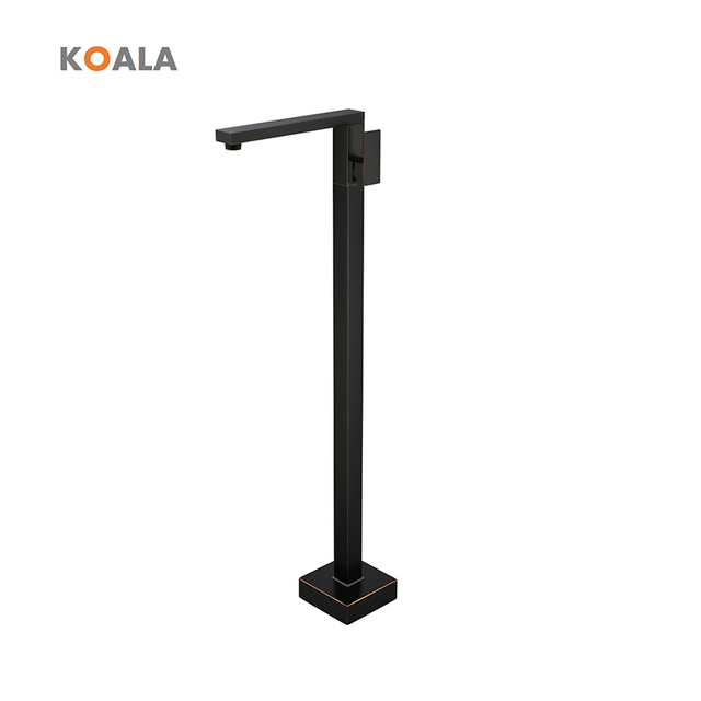 Elegant Square Brass Chrome Black Freestanding Bathtub Faucet 
