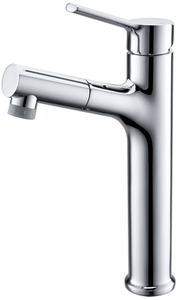 Wholesale Bathroom Sink Single Hole Tap Tall Chrome Water Faucet Pull out Basin Mixer Faucet with Sprayer