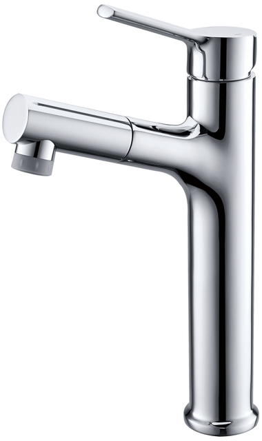 Wholesale Bathroom Sink Single Hole Tap Tall Chrome Water Faucet Pull out Basin Mixer Faucet with Sprayer