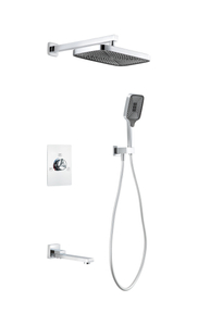 Bathroom Wall Mounted Bath Shower Faucets Top Rainfall Shower Concealed Mixer Shower System Faucet Sets