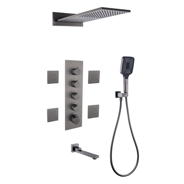 High-End Brass Shower Set with Thermostatic Valve for Bathroom Shower Faucet