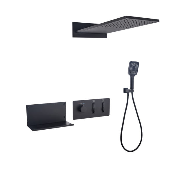 Modern High Quality 3 Functions Big Sprayer Shower Brass Body Rain Waterfall Bathroom Shower Set