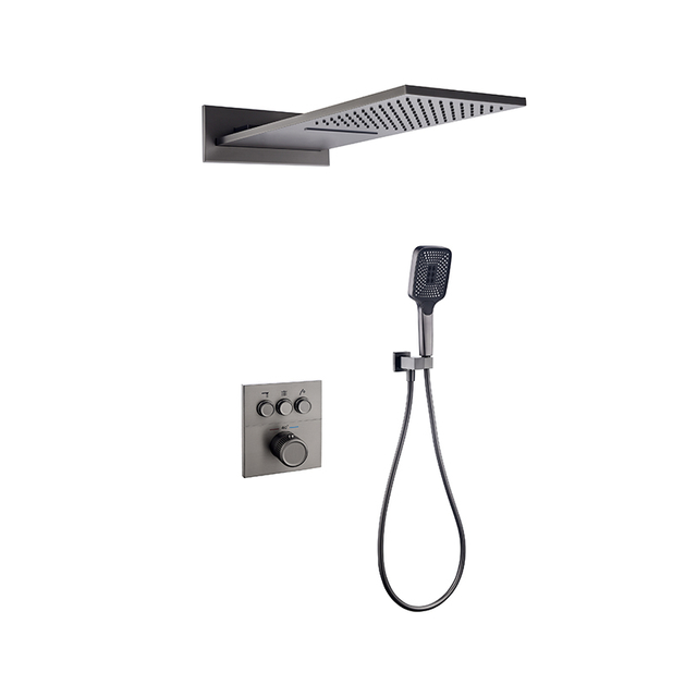 Modern 3-Function Concealed Matte Black Shower Faucet Set