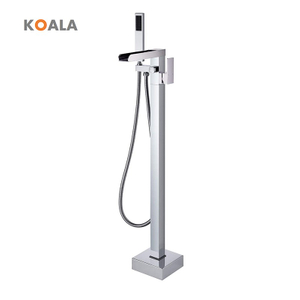 Elegant Brass Square Cascade Flow Freestanding Bathtub Faucet