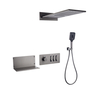 High Quality 3 Functions Big Sprayer Black Shelf Shower Brass Body Rain Waterfall Bathroom Shower Set