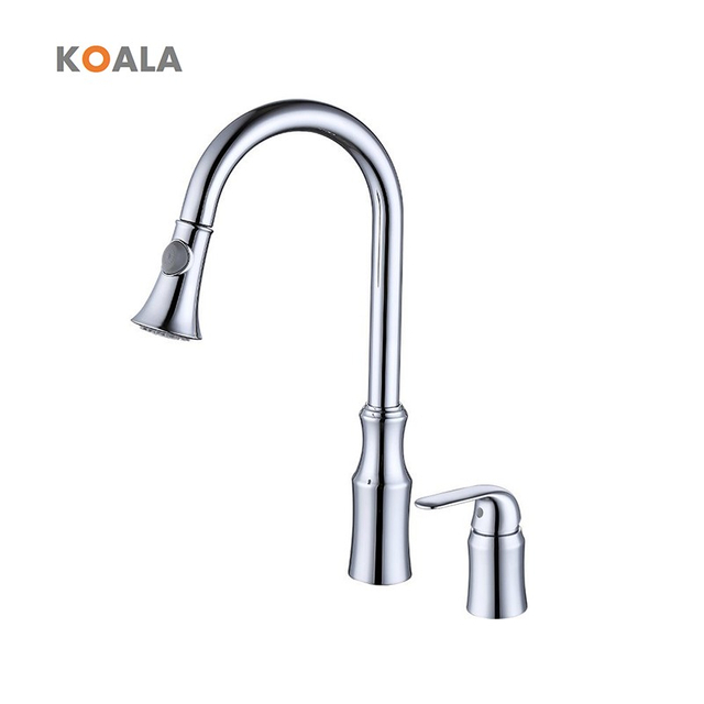 Modern Single-Handle Brass Tap Brush Nickel Finish Pull Kitchen Faucet Ceramic Hot Cold Sink Mounted Cupc Kitchen Water Faucet