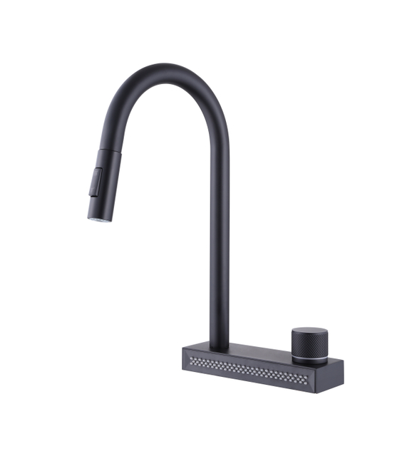 Commercial Elegant Deck Mounted Pull Down Water Mixer Brass Kitchen Tap Faucet