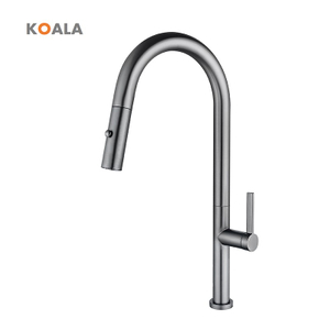 Modern Matt Black Plating Hot Cold Water Supply Kitchen Mixer Tap Deck Mounted Single Hole Pull out Kitchen Sink Faucet