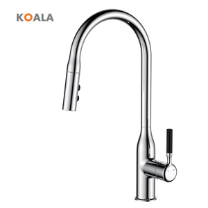 Modern Single-Hole Brass Kitchen Tap Hot&Cold Pull Down Wash Basin Faucet with Adjustable Spray Silver Plating
