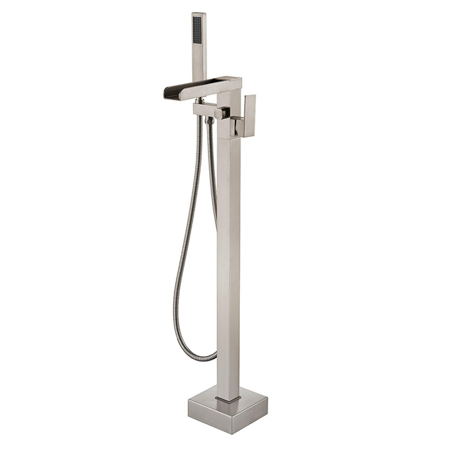 Elegant Brass Square Cascade Flow Freestanding Bathtub Faucet