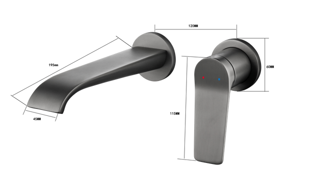 Hot Selling Wall Mount Widespread Simple Style Contemporary Brass Bathroom Basin Faucet