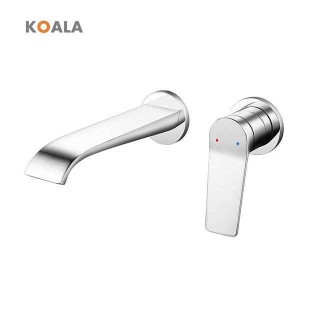 Hot Selling Wall Mount Widespread Simple Style Contemporary Brass Bathroom Basin Faucet