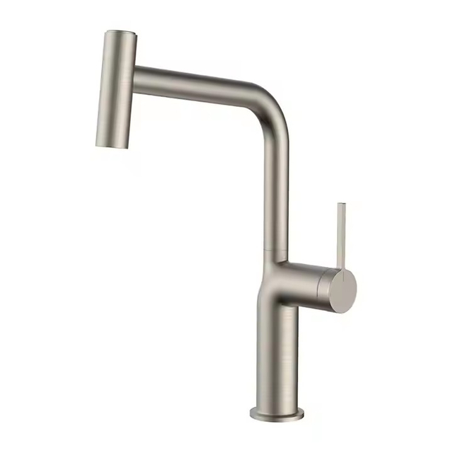 Popular Brushed Kitchen Sink Faucet Zinc Water Mixer Tap Deck Mounted Pull out Kitchen Faucet