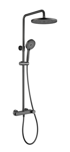 Modern Brass Shower Mixer Unique Shape Hot Cold Water Mixer Contemporary Grey Shower System