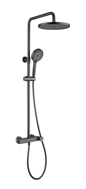 Modern Brass Shower Mixer Unique Shape Hot Cold Water Mixer Contemporary Grey Shower System