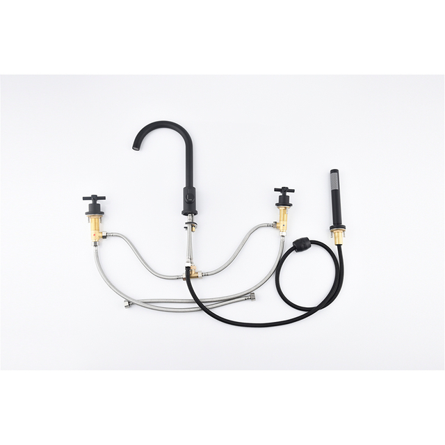 Elegant European Black 4 Hole Roman Tub Faucet 