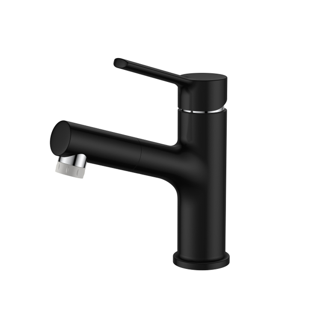 Factory Supplier Contemporary Chrome Bathroom Single Handle Pull out Hot and Cold Brass Basin Faucet