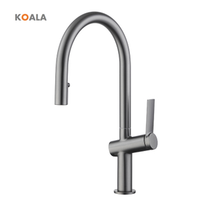 Modern 304 Stainless Steel Water Saving Brushed Finish Single Handle Deck Mounted Kitchen Sink Faucet