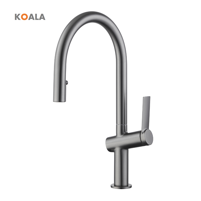 Modern 304 Stainless Steel Water Saving Brushed Finish Single Handle Deck Mounted Kitchen Sink Faucet