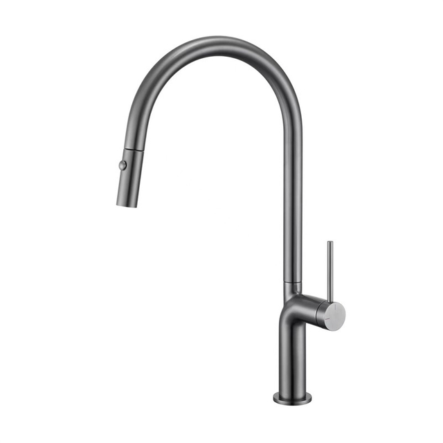 Modern Design Chrome 360 Degree Rotation Brass Pull Down Kitchen Faucet Electroplated Hot Cold Mixer Sink Tap