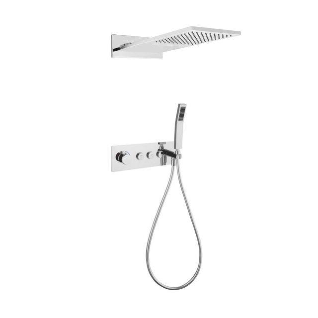 Luxury Water Power Thermostatic Square Horizontal Dual Function Shower
