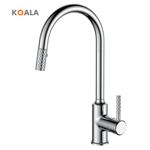 Chinese Factory Copper Single Handle Brushed Golden Kitchen Faucet with Pull Down Sprayer