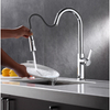Modern Single Hole Handle Gray Hot and Cold Mixer Kitchen Sink Faucet with Pull Down Sprayer