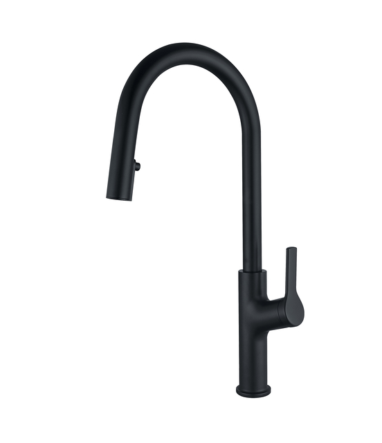 Hot Selling High Quality Deck Mount Pull Down Kitchen Faucets Matte Black Kitchen Sinks Taps with Single Handle
