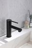 Hot Sale Modern Matte Black Single Hole Solid Brass Construction Bathroom Basin Sink Faucet