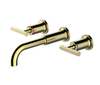 Luxury Brushed Gold Double Handle Widespread Bathroom Faucet Contemporary Wall Mounted Faucet