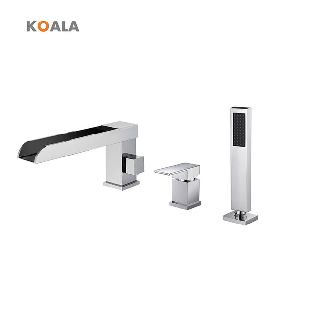 Modern Matt Black Handheld Faucet 3 Hole Bathroom Shower Set 