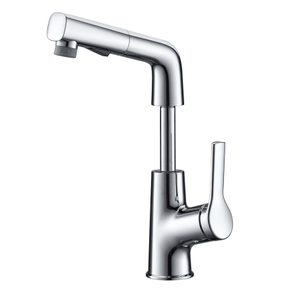 Modern Single Hand Black Deck Mounted with Pull out Hot Cold Water Bathroom Faucet