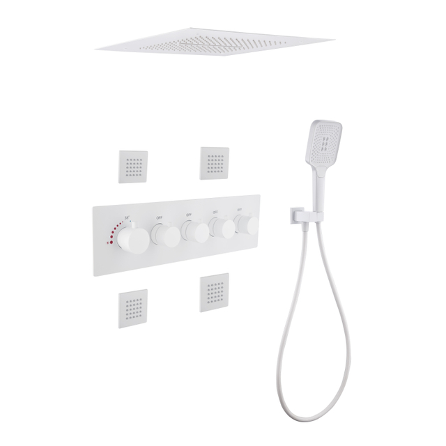 Contemporary Style Brass Conceal Shower Set Rain Mixer Head Wall Mount Bathroom Shower Set