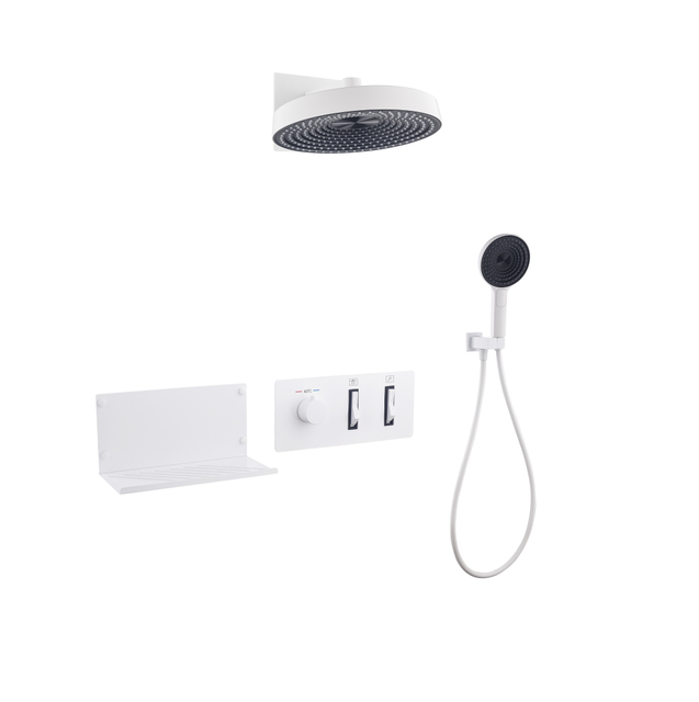 Built in Wall Concealed Mount Chrome Plated Brass Rainfall High Pressure Douche Thermostatic Shower Set