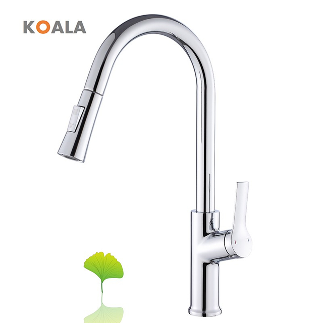 New Trend Deck Mount Hot and Cold Gun Gray Single Hole Handle Pull Down Gourmet Kitchen Sink Faucet with Pull Down Sprayer