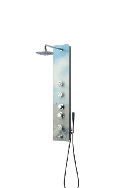 Stainless Steel 304 Black Faucet Shower Panel Set with Waterfall Rainfall Shower Head