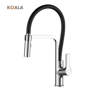 Modern Single-Hole Brass Kitchen Tap Hot&Cold Pull Down Wash Basin Faucet with Adjustable Spray Silver Plating