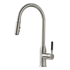 Modern Single-Hole Brass Kitchen Tap Hot&Cold Pull Down Wash Basin Faucet with Adjustable Spray Silver Plating