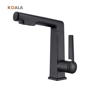 High Quality Luxury Single Hole Matte Black Modern Style Pull out Bathroom Basin Faucet