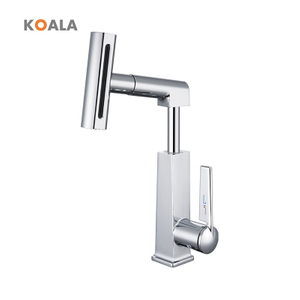 Fashionable Multi Functional Simple Style Single Hole Zinc Alloy Pull out Basin Bathroom Faucet