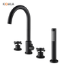 Elegant European Black 4 Hole Roman Tub Faucet 
