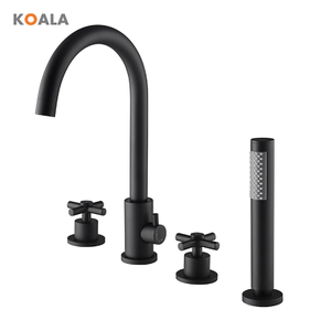 Elegant European Black 4 Hole Roman Tub Faucet 