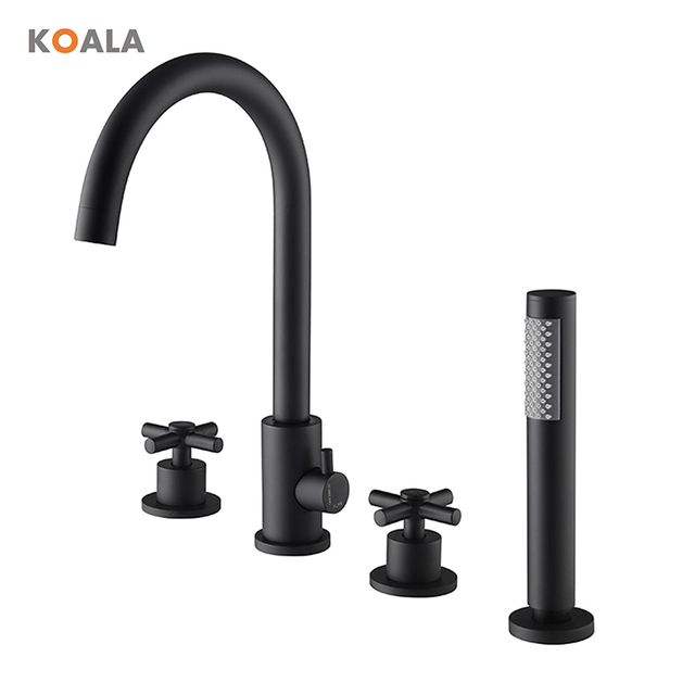 Elegant European Black 4 Hole Roman Tub Faucet 