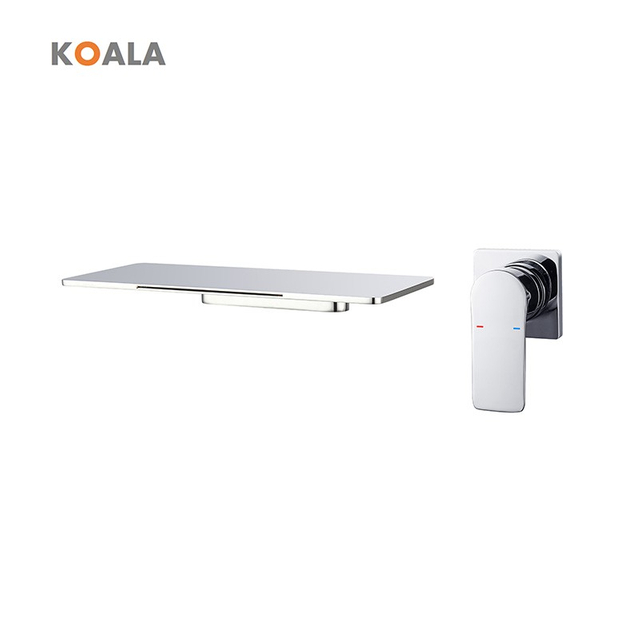Dual Purpose Shelf Widespread Waterfall Wall Mounted Chorme Barss Basin Bathroom Faucet